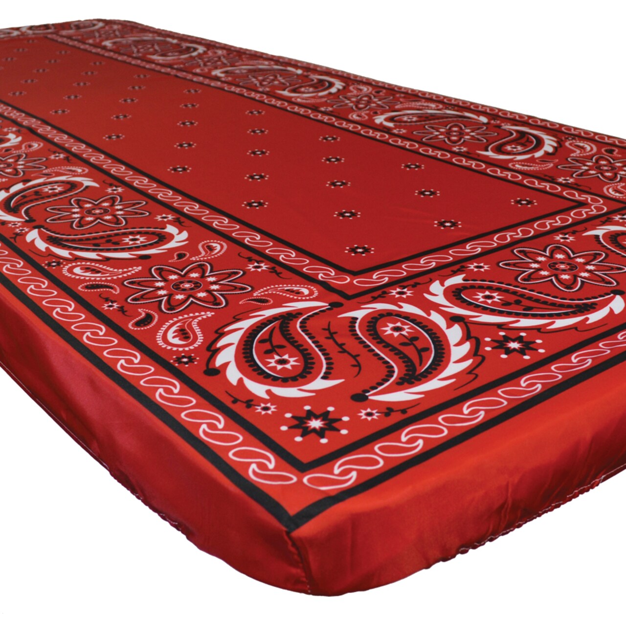 In the Breeze Red Bandana Tablecloth - 36 Inch x 96 Inch - Machine Washable Fabric Tablecloth for Picnics, Camping or any Outdoor/Indoor Use!